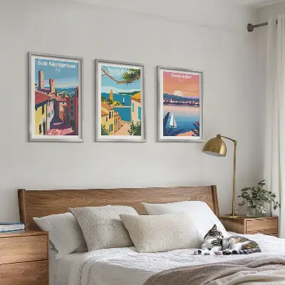 Italienische Stadtlandschaften Bilder-3er-Set mit Rahmen