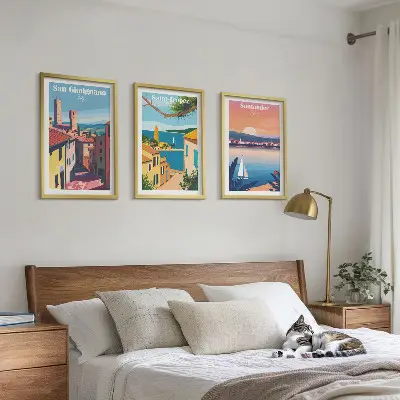 Italienische Stadtlandschaften Bilder-3er-Set mit Rahmen
