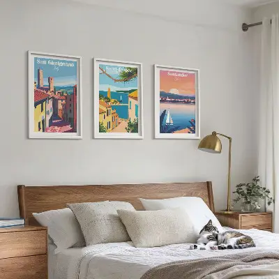 Italienische Stadtlandschaften Bilder-3er-Set mit Rahmen