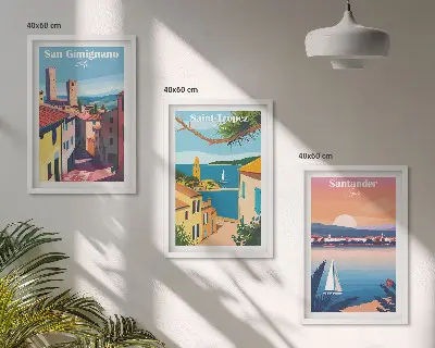 Italienische Stadtlandschaften Bilder-3er-Set mit Rahmen