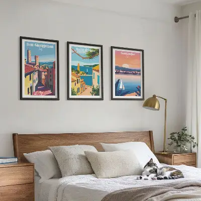 Italienische Stadtlandschaften Bilder-3er-Set mit Rahmen