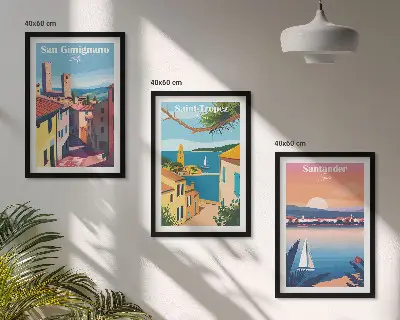 Italienische Stadtlandschaften Bilder-3er-Set mit Rahmen