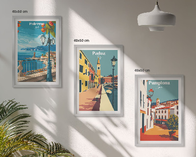 Gerahmtes bilderset Retro-Stadtillustrationen