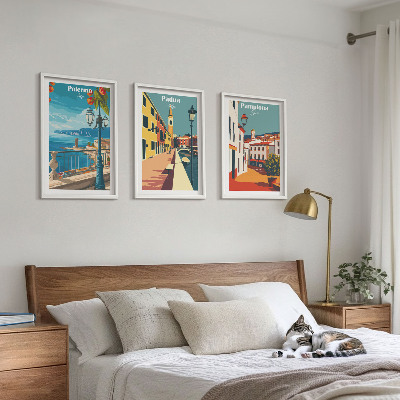 Gerahmtes bilderset Retro-Stadtillustrationen