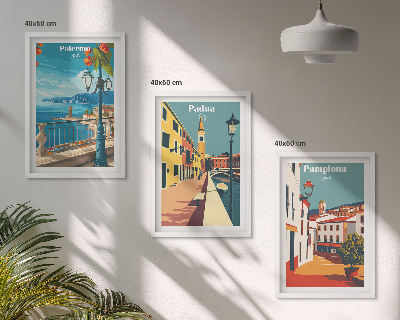 Gerahmtes bilderset Retro-Stadtillustrationen