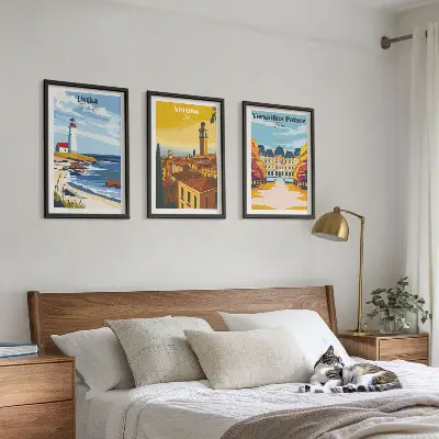 Gerahmtes Bilderset mit Ansichten von Orten am Meer und von Städten