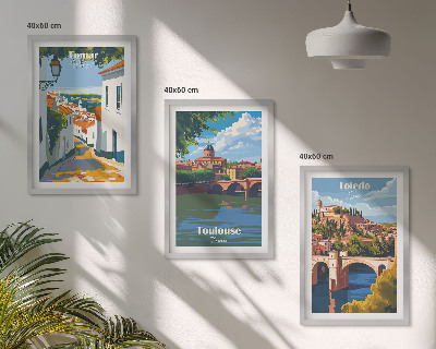 Gerahmtes bilderset Retro-Stadtgrafiken