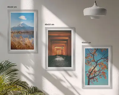 Japanische Naturlandschaften gerahmtes bilderset