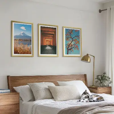 Japanische Naturlandschaften gerahmtes bilderset