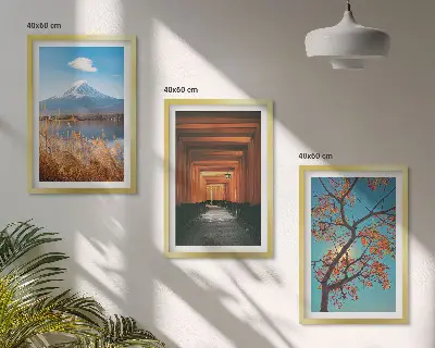 Japanische Naturlandschaften gerahmtes bilderset