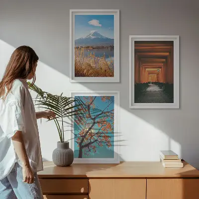 Japanische Naturlandschaften gerahmtes bilderset