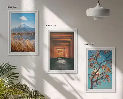 Japanische Naturlandschaften gerahmtes bilderset