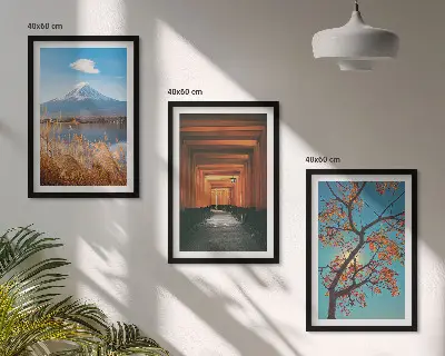 Japanische Naturlandschaften gerahmtes bilderset