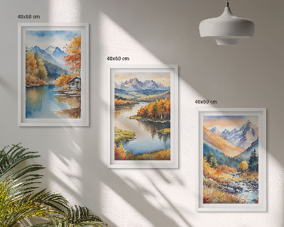 Gerahmtes bilderset Gebirgsflüsse, Herbstbäume