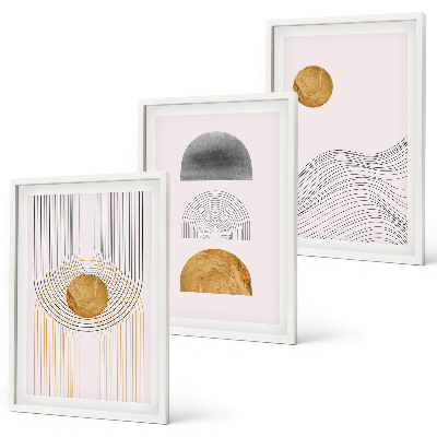 Gerahmtes bilderset Abstrakte Formen in Beige und Grau