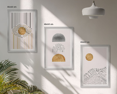 Gerahmtes bilderset Abstrakte Formen in Beige und Grau