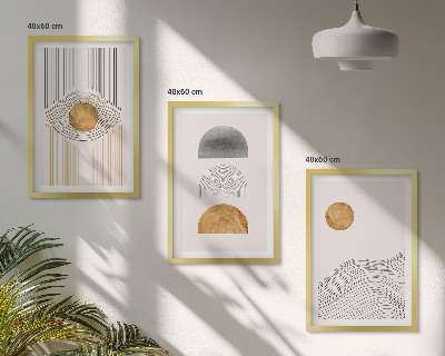 Gerahmtes bilderset Abstrakte Formen in Beige und Grau