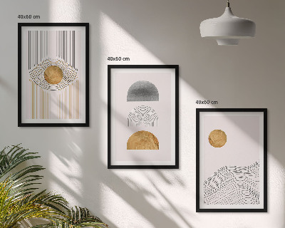 Gerahmtes bilderset Abstrakte Formen in Beige und Grau