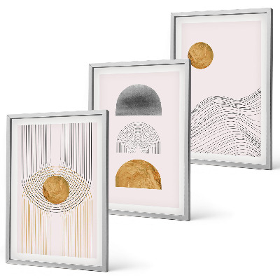Gerahmtes bilderset Abstrakte Formen in Beige und Grau