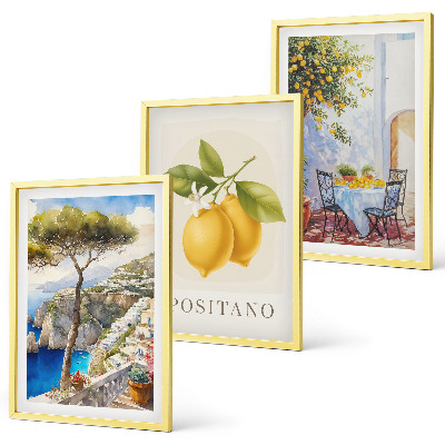 Gerahmtes bilderset Ansichten von Positano mit Zitronen