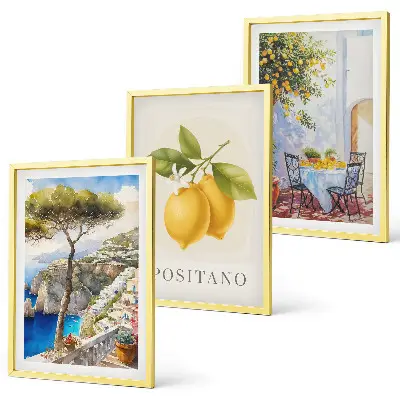 Bilderset Ansichten von Positano mit Zitronen gerahmt