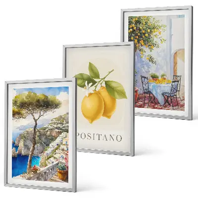 Bilderset Ansichten von Positano mit Zitronen gerahmt