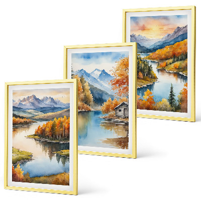 Bilder-3er-set mit rahmen Herbstliche Berglandschaften