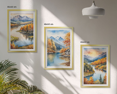 Bilder-3er-set mit rahmen Herbstliche Berglandschaften