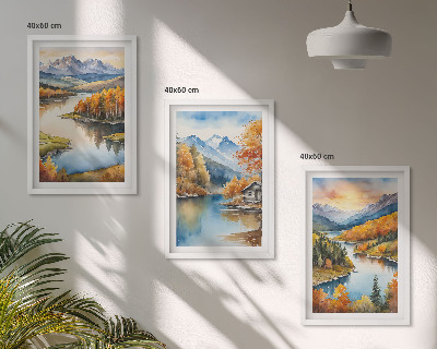 Bilder-3er-set mit rahmen Herbstliche Berglandschaften