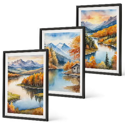Bilder-3er-set mit rahmen Herbstliche Berglandschaften