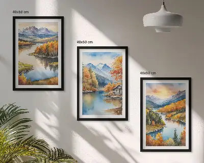 Herbstliche Berglandschaften 3er-Set Bilder mit Rahmen