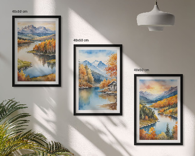 Bilder-3er-set mit rahmen Herbstliche Berglandschaften