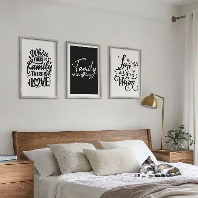 Gerahmtes Bilderset mit den Motiven Familie, Liebe, Wärme und Zuhause