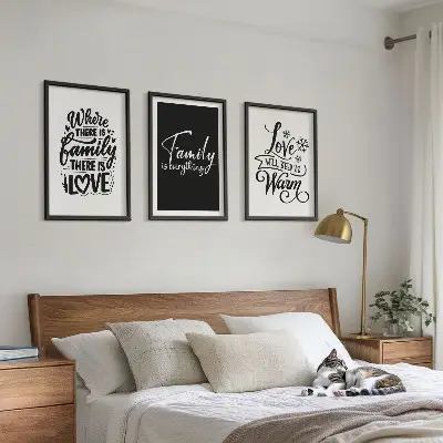 Gerahmtes Bilderset mit den Motiven Familie, Liebe, Wärme und Zuhause