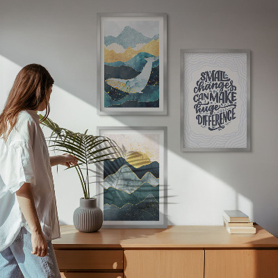 Bilder-3er-set mit rahmen Abstrakte Berginspiration