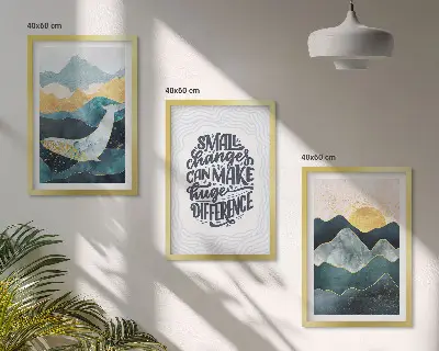 Abstrakte Berginspiration 3er-Set Bilder mit Rahmen