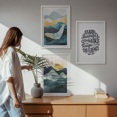 Bilder-3er-set mit rahmen Abstrakte Berginspiration