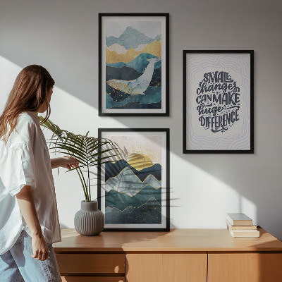 Bilder-3er-set mit rahmen Abstrakte Berginspiration