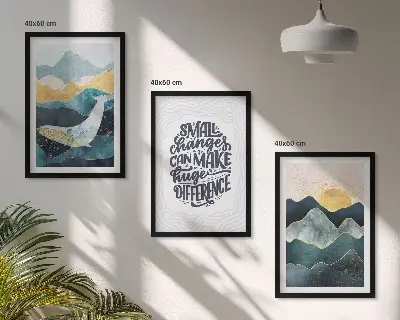 Abstrakte Berginspiration 3er-Set Bilder mit Rahmen