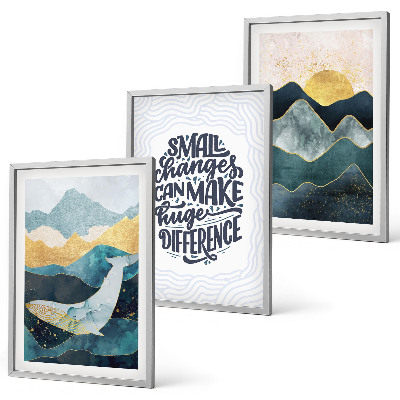 Bilder-3er-set mit rahmen Abstrakte Berginspiration