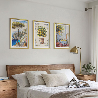Bilder-3er-set mit rahmen Tisch aus Zitronenbaum