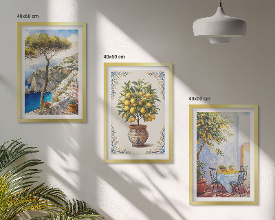 Bilder-3er-set mit rahmen Tisch aus Zitronenbaum