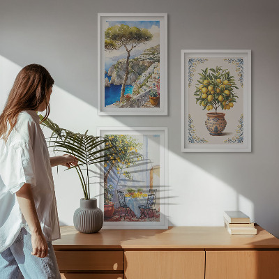 Bilder-3er-set mit rahmen Tisch aus Zitronenbaum