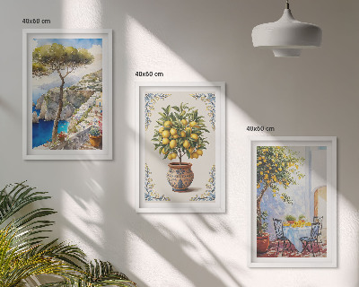 Bilder-3er-set mit rahmen Tisch aus Zitronenbaum