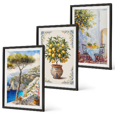 Bilder-3er-set mit rahmen Tisch aus Zitronenbaum