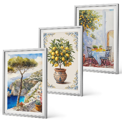 Bilder-3er-set mit rahmen Tisch aus Zitronenbaum