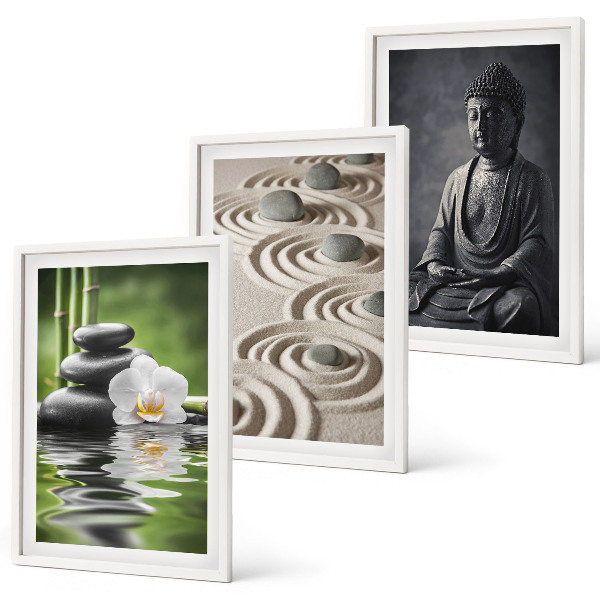 Bilder-3er-set mit rahmen Entspannender Blick auf den Zen-Buddha