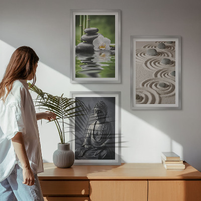 Bilder-3er-set mit rahmen Entspannender Blick auf den Zen-Buddha
