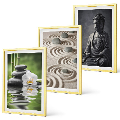 Bilder-3er-set mit rahmen Entspannender Blick auf den Zen-Buddha