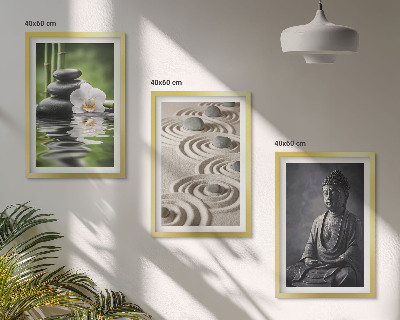 Bilder-3er-set mit rahmen Entspannender Blick auf den Zen-Buddha